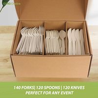 Ensemble de couverts modernes compostables résistants à la chaleur, 380 pièces, 140 fourchettes, 120 cuillères, 120 couteaux, écologiques, blancs