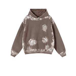 TKAN380D nouveau style haute qualité hommes Streetwear coton lourd lavage à l'acide surdimensionné goutte épaule en détresse Anti-rides à capuche - Product Image 2