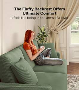 Fournisseur de canapé en Chine canapés verts extra profonds 3 sièges canapés confortables en velours côtelé siège d'amour surdimensionné moderne pour le salon - Product Image 6