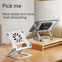 Support d'ordinateur portable pliable en aluminium réglable avec ventilateur de refroidissement pour ordinateur portable, tablette ou PC de 10 à 17 pouces