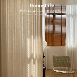 Nuovo lusso di qualità di lino puro legno naturale colore Hotel stile moderno soggiorno <span class=keywords><strong>tende</strong></span> <span class=keywords><strong>trasparenti</strong></span> - Product Image 4