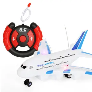 RC avión eléctrico juguetes de plástico para niños modelo de avión de Control remoto juegos al aire libre niños iluminación Musical DIY juguetes regalos