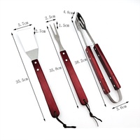 Ensemble d'outils de Barbecue manche en bois, ustensiles de gril pour gril d'extérieur, fumeur, Camping, Barbecue accessoires cadeaux 3 pièces