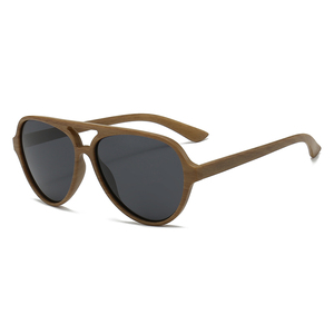 Lunettes de soleil polarisées unisexes classiques pour hommes, monture PC couleur bois, protection UV400 – Offre spéciale - Product Image 3