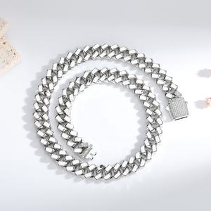 OUGEPHELI 13mm Hip Hop Iced Out CZ Zircon Collar De Cadena Cubana Eslabones Cubano Collar Miami Cuban Link Chain para hombres y mujeres - Product Image 2