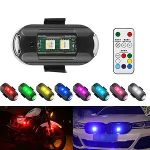 Evrensel RGB renk Mini cep dokunmatik USB LED uzaktan kumanda gece uçak oto motosiklet Drone Strobe uyarı sinyal ışığı
