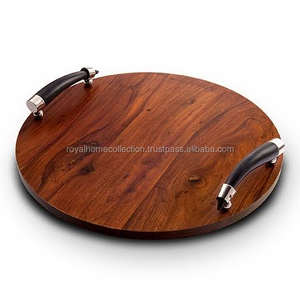 Bandeja decorativa moderna para servir alimentos, bandeja clásica de madera para servir con asa de bocina para uso en el hogar, Hotel, fiesta de boda - Product Image 1
