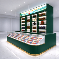 Vitrine Moderne pour Magasin de Détail, Présentoir à Liqueurs et Vins pour Boutiques de Tabac, Vitrine en Verre Personnalisée avec Éclairage LED, Durable et Écologique