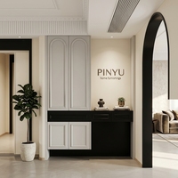 Armoire de chambre murale complète en composite avec portes en verre cannelé crème, et tiroir à épices en bois pour comptoir de cuisine
