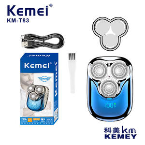 เครื่องโกนหนวดไฟฟ้า Kemei KM-T83 แบบสามหัว หมุนได้ ชาร์จไฟได้ กันน้ำ สีน้ำเงินรอยัล สำหรับใช้ในบ้าน - Product Image 3