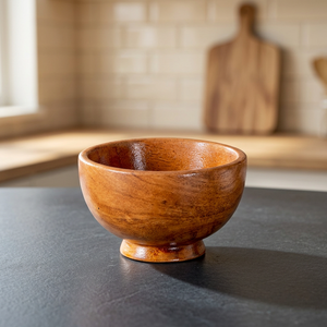 Classic Wooden Bowl with Pedestal Base Smooth Finish Perfect for Serving Snacks Stylish Durable Ideal for Daily Kitchen Use - Product Image 1