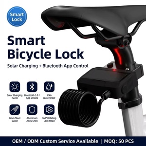Candado Inteligente para Bicicleta con Energía Solar, Control por Aplicación Bluetooth, Antirrobo, <span class=keywords><strong>Cable</strong></span> de Acero de 8 mm, Resistente al Agua IPX6, Sin Llave, para Bicicleta Eléctrica - Product Image 1