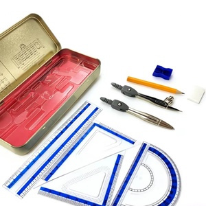 Hot Selling 9 PCS Geometry Set Math Compass Ruler Geometry Kits School Protractor and Compass Set with <b>Storage</b> Box - Product Image 1