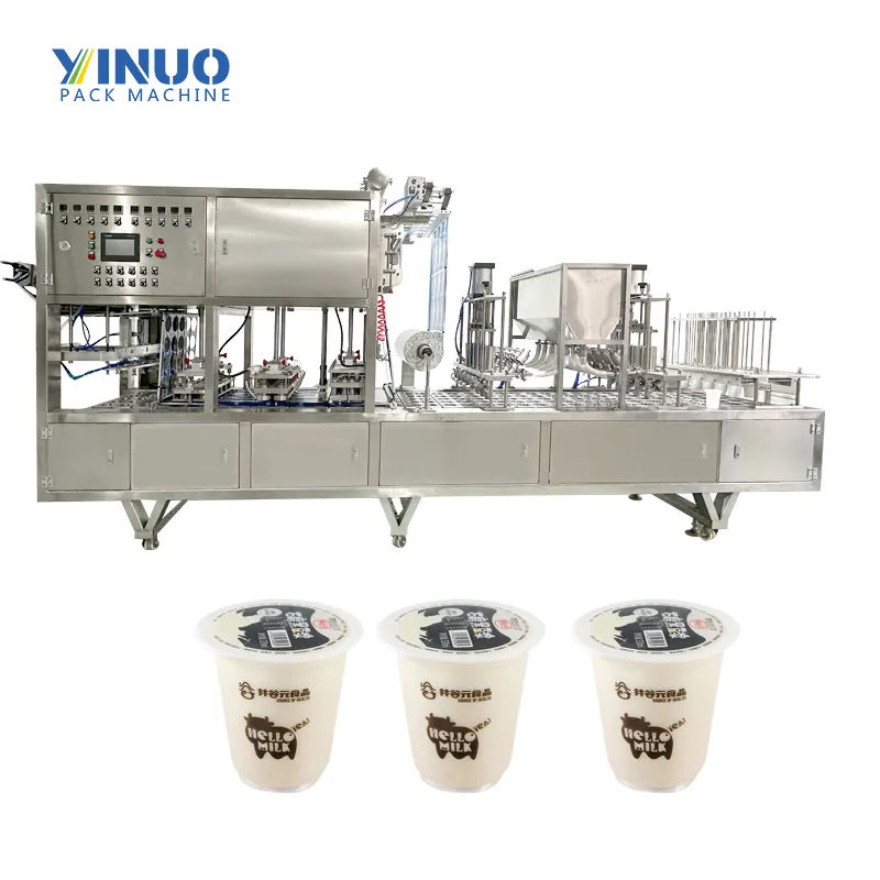 Nước tự động nước trái cây bong bóng trà cup Sealer Máy luqid container điền niêm phong và máy móc đóng gói