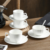 Vente en gros logo personnalisé classique tasse à café expresso soucoupe ensembles tasse à café en céramique blanche pour restaurants