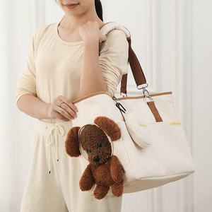 Yüksek kaliteli pamuk kumaş + naylon bez büyük kapasiteli köpek çanta moda açık seyahat Pet omuzdan askili çanta - Product Image 3