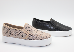 Zapatos de lona sin cordones para mujer, zapatillas informales cómodas de piel con relieve de Pitón, zapatos planos con punta redonda para novio - Product Image 2
