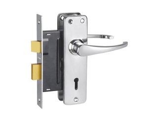 Ensemble de serrures à mortaise en aluminium 5Lever pour portes d'entrée principales, serrure à pêne dormant haute sécurité avec poignée, ensemble de serrures de porte chromées - Product Image 4