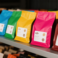 Sachets de café en papier kraft à fond plat écologiques, imprimés sur mesure avec valve, 500g 1kg