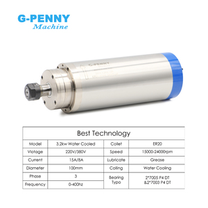 G-penny 3.2kw <span class=keywords><strong>er20</strong></span> gỗ làm việc nước làm mát động cơ trục chính Kit & 4Kw tốt nhất biến tần & Khung & máy bơm nước - Product Image 2