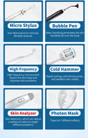 Dispositivo Portátil de Cuidado Facial 14 en 1 con Hidro-Oxígeno y Peeling Acuático, con Dermoabrasión con Diamante para una Limpieza Profunda de la Piel
