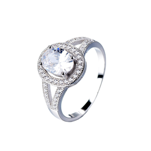 Bague de mariage en argent sterling 925 plaqué rhodium avec zircon, double anneau pour femme - Product Image 2