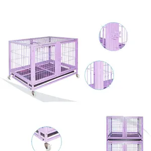 Banca di gabbia per cani di grandi dimensioni in metallo di alta qualità a doppia porta di vendita calda del produttore con ruote