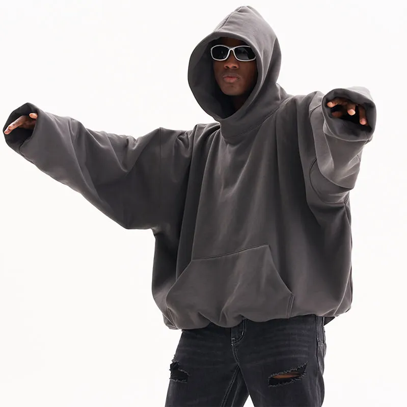 Sudadera con capucha de gran tamaño con hombros caídos y logotipo personalizado para hombre con bolsillos de canguro