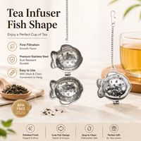 Infuseur à thé en acier inoxydable 304 en forme de poisson-bouffant avec chaîne et crochet pour thé en vrac, herbes et épices – Ustensile de cuisine