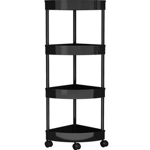 Étagère de rangement pour salle de bain, étagère d'angle à 3 niveaux avec roulettes pour l'organisation des toilettes, de la douche et de la cuisine, noir et blanc - Product Image 4