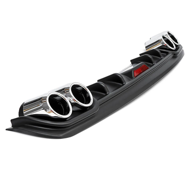 Universal Rear Bumper Diffuser with Exhaust Tip, Black & Silver ABS ...