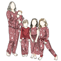 Desain kustom kepribadian gaya baru Kaus dan celana lengan panjang bunga anak perempuan Jumpsuit ukuran besar Set keluarga natal