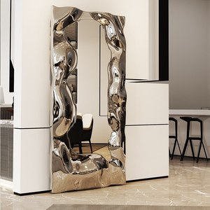 Argento antico Full Length in acciaio inox specchio di fusione per l'ingresso decorazione della parete Dressing specchio <span class=keywords><strong>soggiorno</strong></span> mobili - Product Image 1