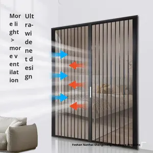 รางรถไฟความเร็วสูงประตูบานเลื่อนอลูมิเนียมอัลลอยด์แบบพับได้หน้าต่างที่มองไม่เห็นสำหรับ<span class=keywords><strong>แมว</strong></span>หนูกันยุง - Product Image 2