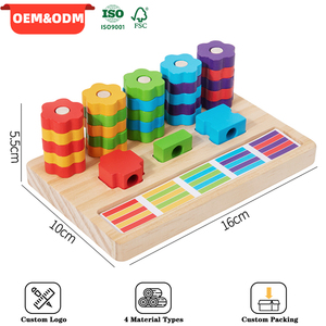 Brinquedo Educativo Montessori de Contagem de Flores, Tabuleiro de Equações Matemáticas para Classificação de Cores, Blocos de Empilhamento para Crianças - Product Image 1