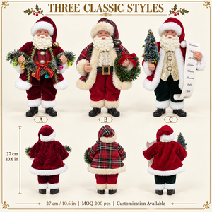Statuetta di <span class=keywords><strong>Babbo</strong></span> <span class=keywords><strong>Natale</strong></span> da 27 cm (10,6 Pollici) per Decorazione Natalizia da Tavolo, Rosso Tartan Bordeaux, <span class=keywords><strong>Babbo</strong></span> <span class=keywords><strong>Natale</strong></span> in Piedi - Product Image 4