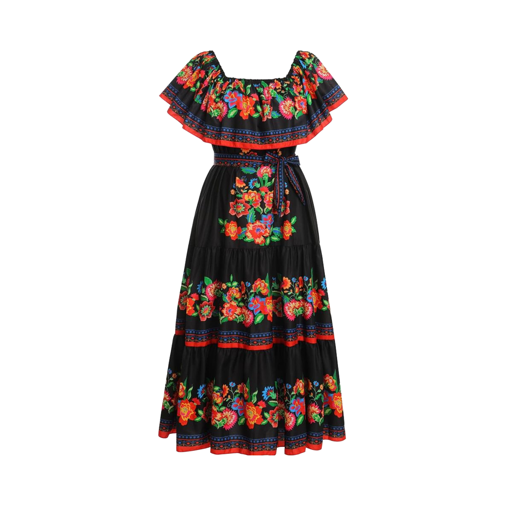 sachin and babi light blue dress Mexican Tri-color Campesino girl dress – Sandsandals main image 0