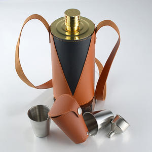 หม้อต้มไวน์สแตนเลส304น้ำหนัก1กก.-2กก. ดีไซน์แบบพกพาที่ทำจากหนังฝาปิดทำจากแก้วช็อตเป็นมิตรต่อสิ่งแวดล้อมทันสมัย - Product Image 1