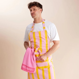 Pink Lemonade Stripes Polyester Professional Cooking Apron Bib Custom Logo <b>Label</b> Chef Designed <b>Kitchen</b> Pockets Custom Colors - Product Image 6