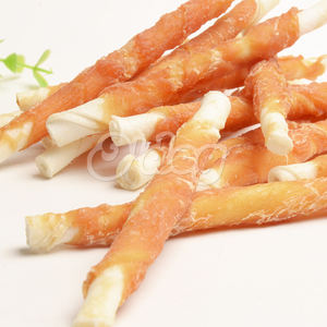 Aperitivo para mascotas a granel natural Envoltura de pollo Palo de cuero crudo Tratar para perros Masticar cuero crudo Golosinas de pollo para perros - Product Image 5