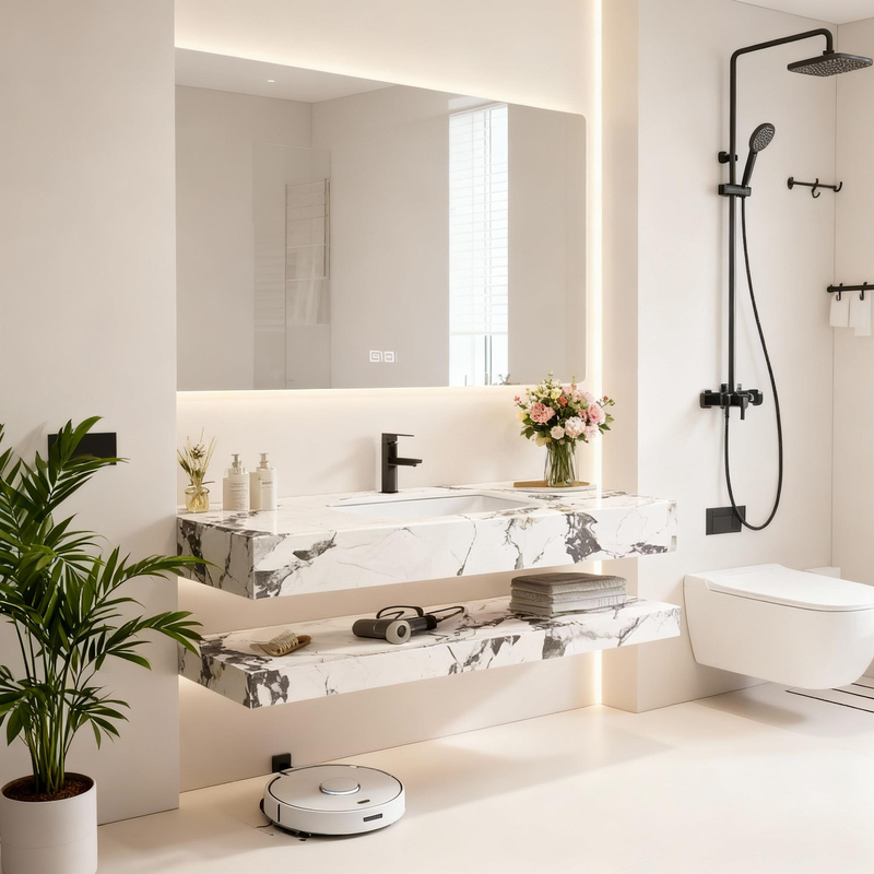Factory Stone Slab Sink Cabinet Floating