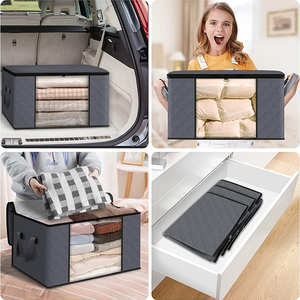 90L/60L/35L Large Clothes Storage Bags with Zipper Foldable Closet Wardrobe Organizers Storage <b>Box</b> for Blanket <b>Bedding</b> Clothing - Product Image 4