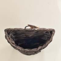 Keranjang Rotan Plastik Dekoratif, Keranjang Gantung Samping, Pot Bunga, Penanam Tanaman Warna Hitam, Tipe Dinding, Tempat Penyimpanan