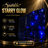 Rideau LED personnalisé en forme d'étoiles, ciel étoilé bleu et blanc, lumière DMX, télécommande, rideau en velours pour la décoration de plafond de mariage