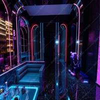 Design d'intérieur de boîte de nuit de luxe, comptoir de bar personnalisé, éclairage LED, cabine DJ, ensemble de meubles de bar pour événements festifs