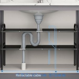 2 Tier Removable Panel Metal Carbon Steel Extendable Multilayer Under Sink Pot <b>Pan</b> Organizer Rack Shoes Rack - Product Image 5