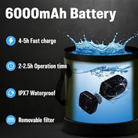 Douche portable pour le camping, pompe de douche de camping rechargeable 6000 mAh avec thermomètre et chauffe-eau à immersion, seau pliable 24 L