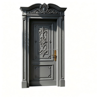 Porte intérieure sur mesure en bois massif acajou blanc nacré avec des sculptures classiques exquises pour la conception de villas haut de gamme