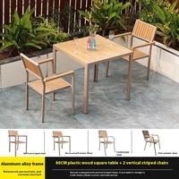 Ensemble table et chaises en aluminium et plastique de style moderne et luxueux, avec coussins imperméables, meubles d'extérieur durables pour petits espaces