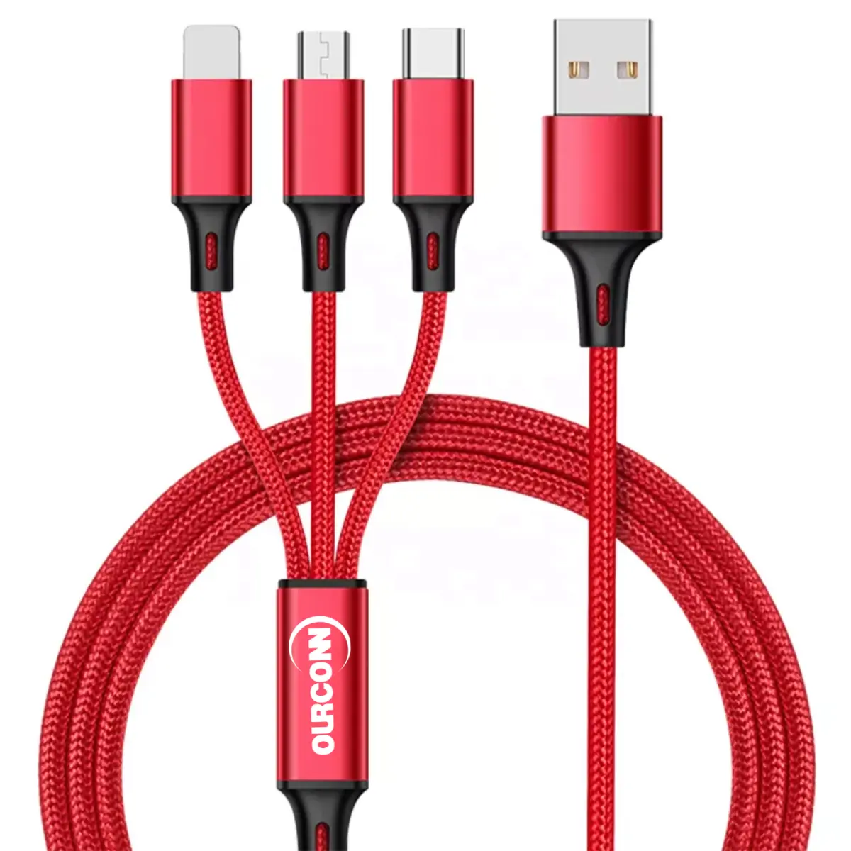 Universal All In One Durable Nylon Braided 3in1 Multi USB Type C micro Data Charger Cable USB Cable for IOS Android